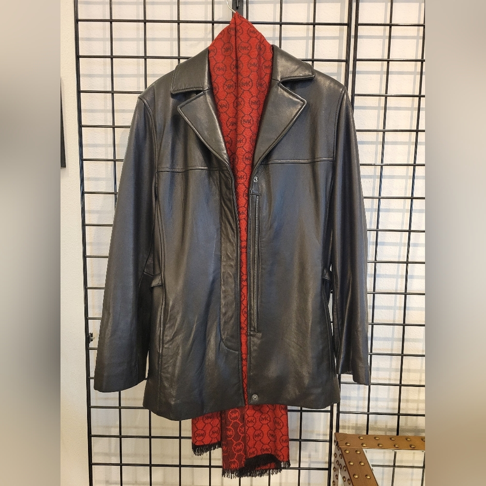 Liz Claiborne Black Leather Jacket L Ultra Soft Exc Comfort Fit Retro Y2K Nice!